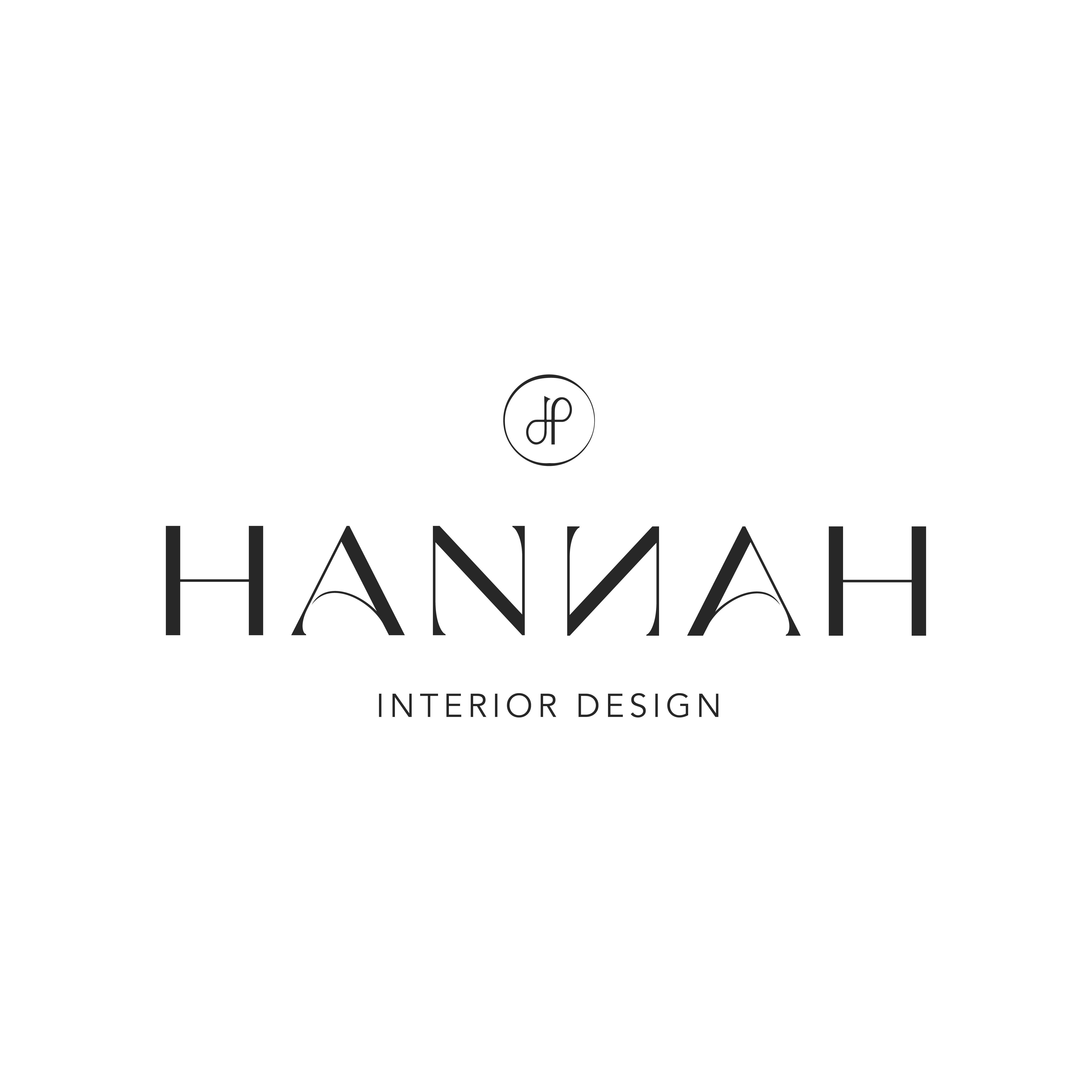 Hannah Verharen Design logo: Een minimalistisch en elegant ontwerp bestaande uit gestileerde initialen 'H' en 'D' in een verfijnde typografie, gekenmerkt door een harmonieuze balans van vorm en ruimte.